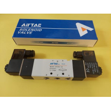 Airtac Solenoid Valve 4V330C-10T, 3/8 NPT, Double Solenoid, 3 Pos, Blocked,  specify voltage, 4V330C-10T